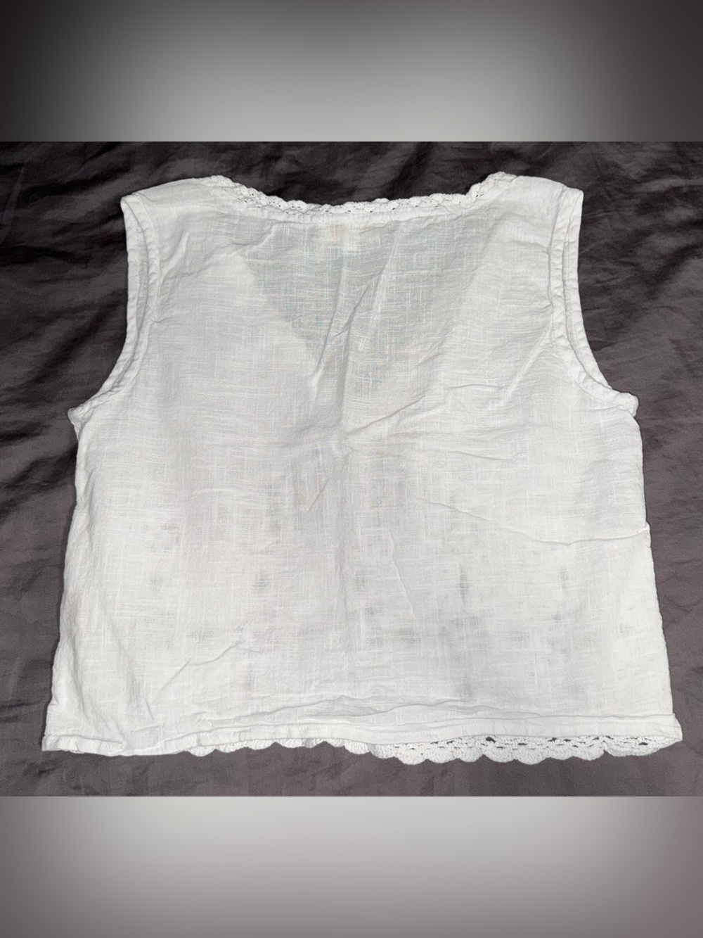 Rebellion Again White Crochet Lace Boho Sleeveless Tank Top Medium 100% Cotton - Picture 4 of 8